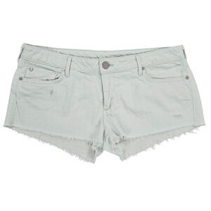 True Religion Shorts Womens 32 Green Denim Micro Joey Cut Off Frayed USA